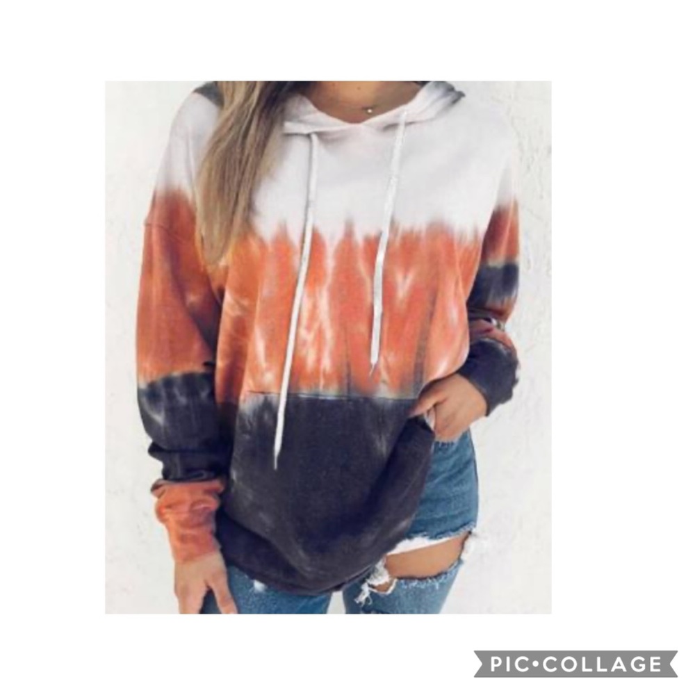 Sz L♠️ Peaches & Denim Tie Dye Gradient Hoodie New - Picture 3 of 5